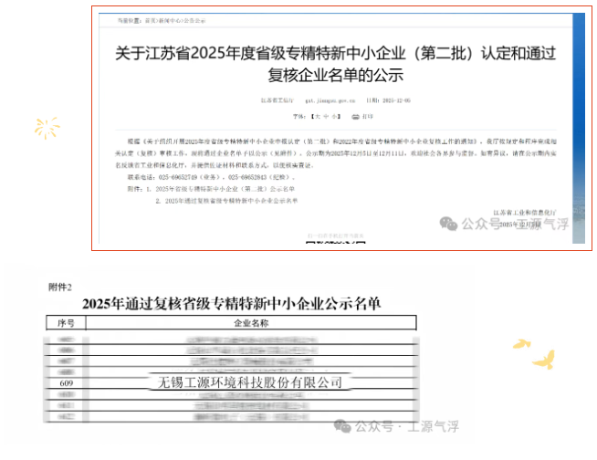 工源环境持续再获国家高新技术企业认定并成功通过省级专精特新中小企业复核